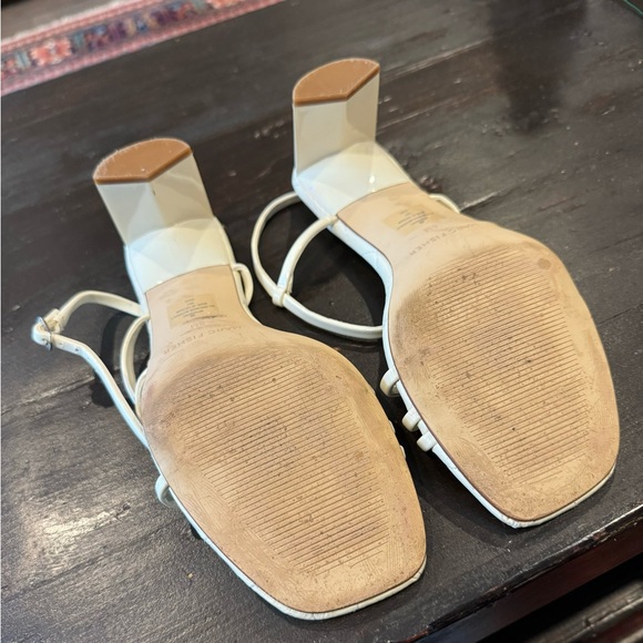 MARC FISHER Women's Hamora Strappy Quilted Heeled Sandal Shoes Ivory Square - Picture 4 of 4